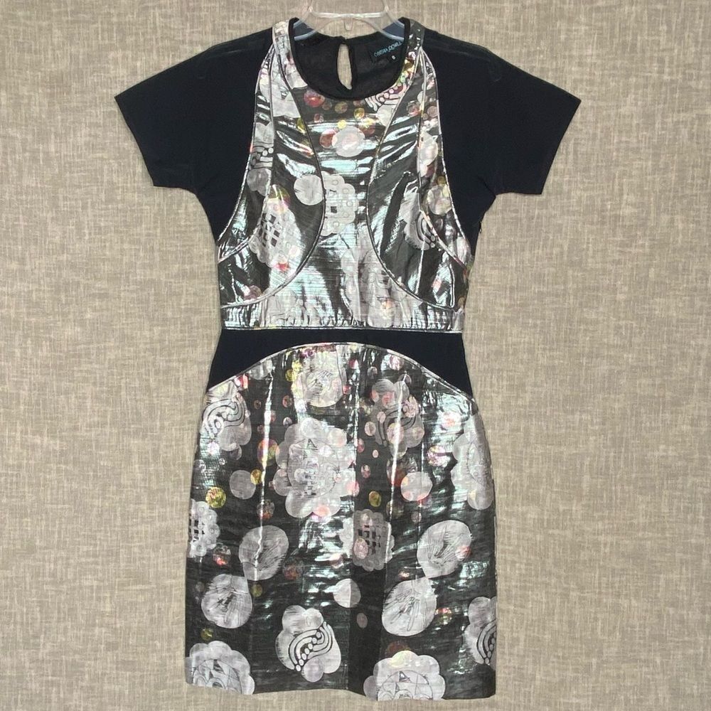 Cynthia Rowley Floral Metallic Dress 8 EUC